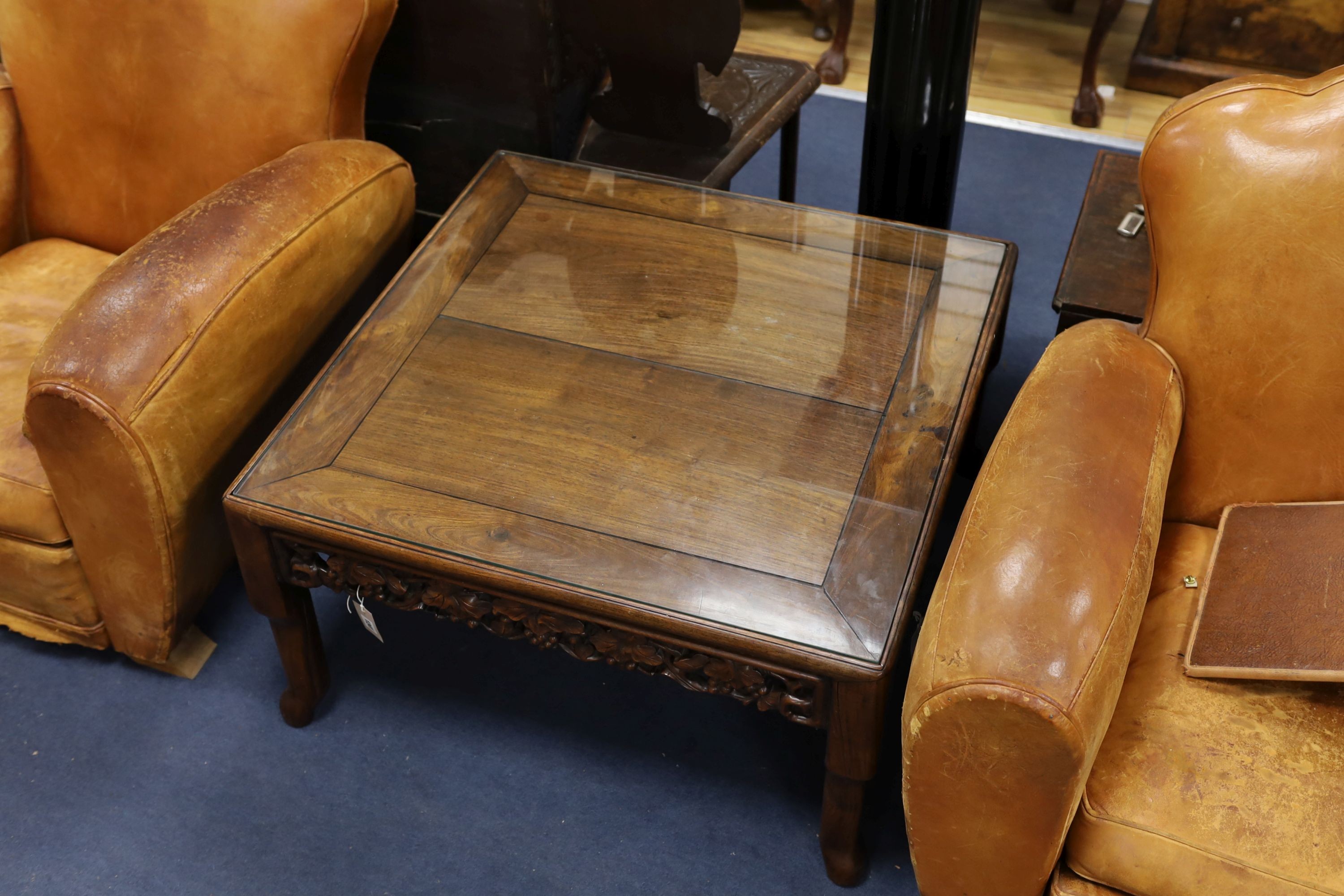 An early 20th century Chinese square hongmu table, 82cm wide x 46cm high